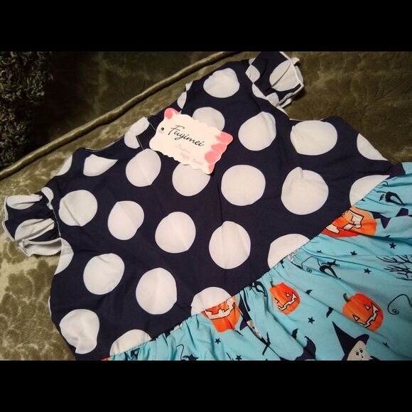 NWT Witch/Polka Dot Print Dress Size 5 Halloween Spooky Season - Picture 3 of 6